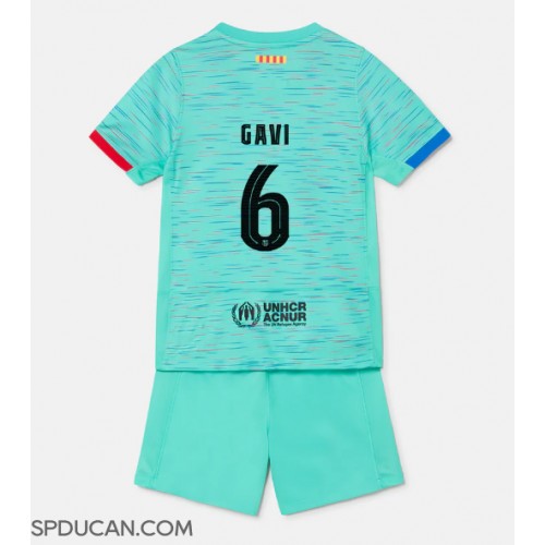 Dječji Nogometni Dres Barcelona Paez Gavi #6 Rezervni 2023-24 Kratak Rukav (+ Kratke hlače)